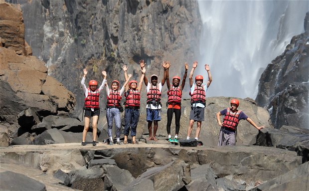 Swimming under the Victoria Falls, Zambia 