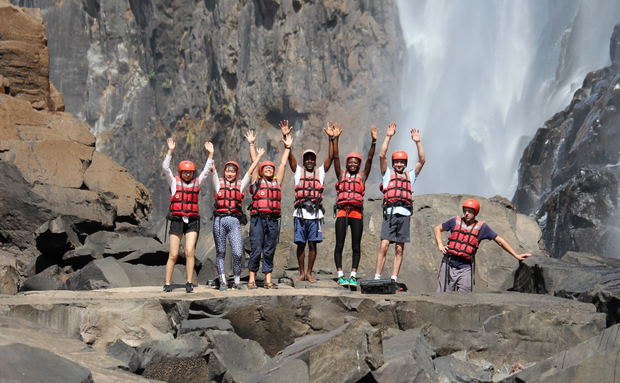 Swimming under the Victoria Falls, Zambia Swimming under the Victoria Falls, Zambia