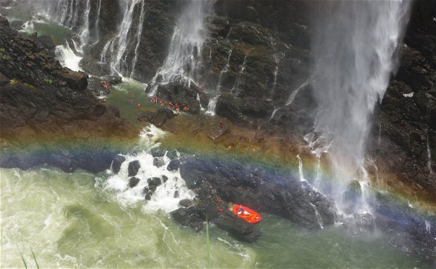 Swimming under the Victoria Falls