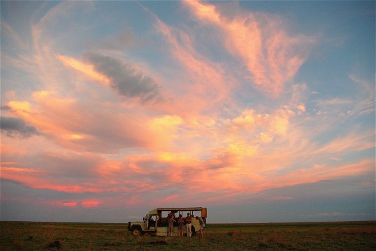 Safari Vehicle at Sunset