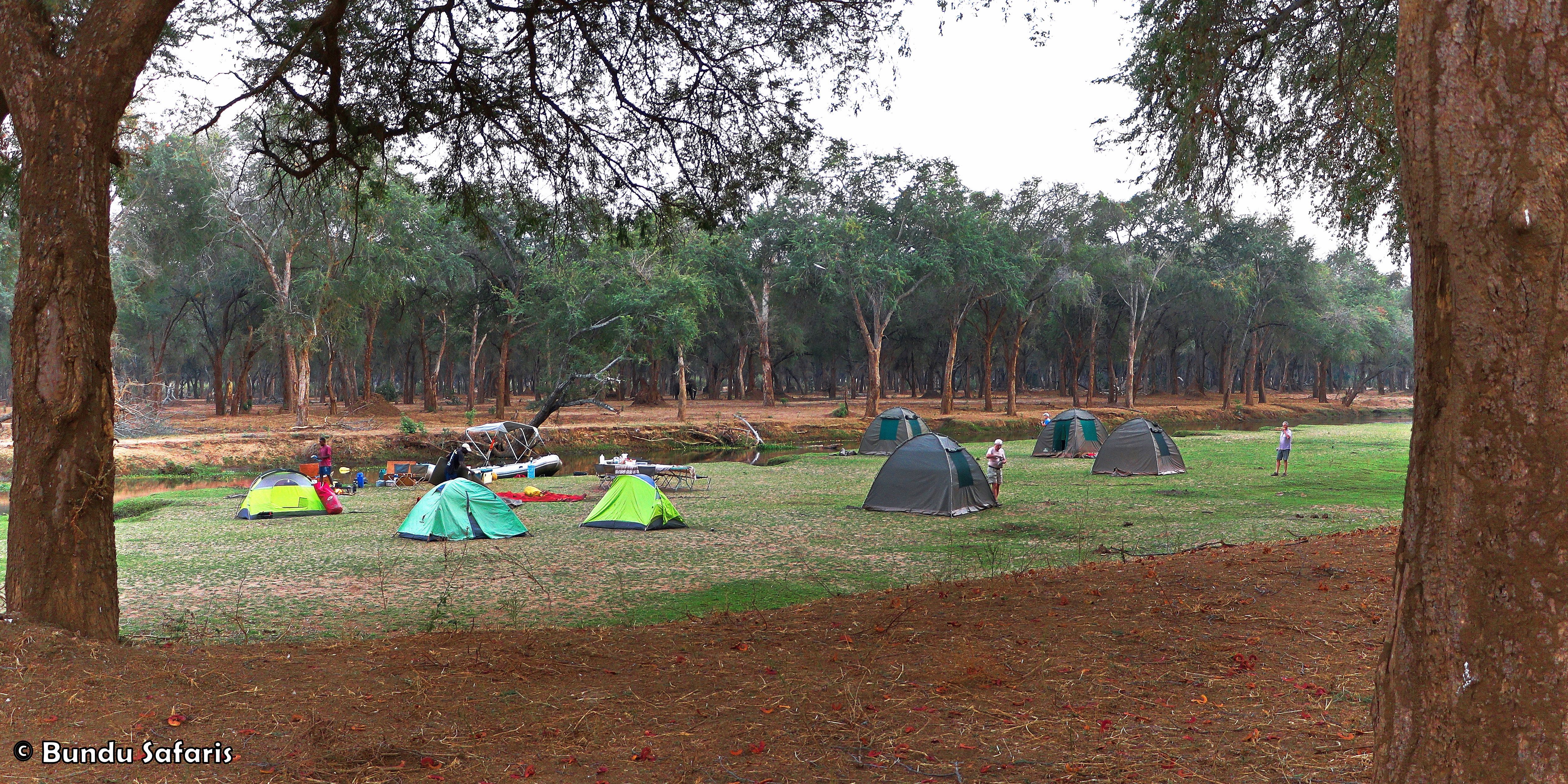 Camping in Lower Zambezi National Park. Mobile Boat Safari on the Zambezi River