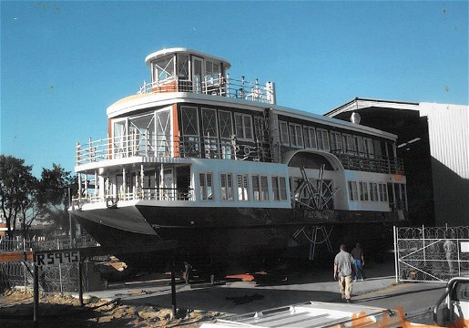 Paddle Cruiser under construction at Two Oceans Marine, Cape Town, 2003. Featherbed Company, Knysna