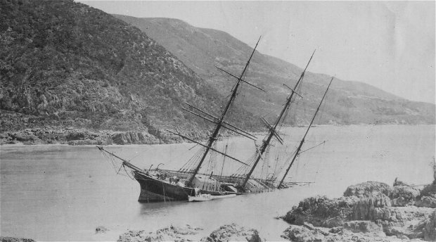 Paquita, wrecked in Knysna in 1903, and now featuring in Martin Hatchuel's children's novel, 'It's a pity I didn't bring any swords'