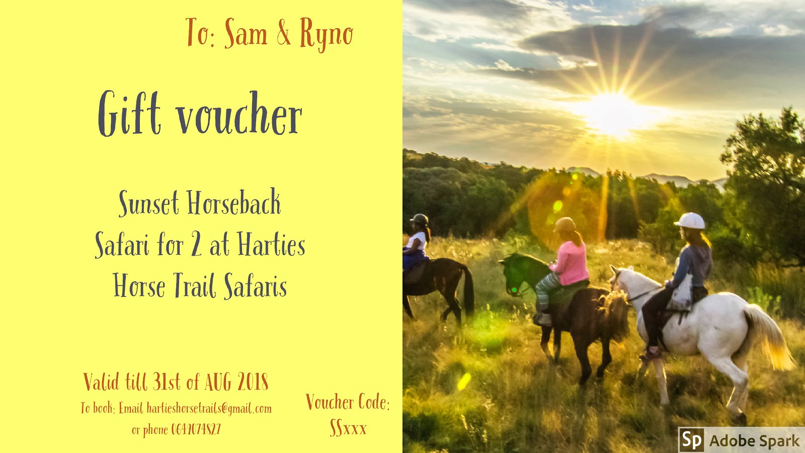 Horseriding Gift Certificates