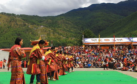 The National Dance during Thimphu Festival The National Dance during Thimphu Festival