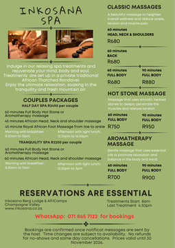 SPA MENU