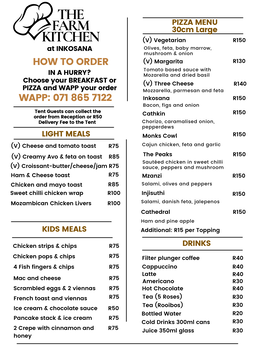 PIZZA-LIGHT LUNCH MENU