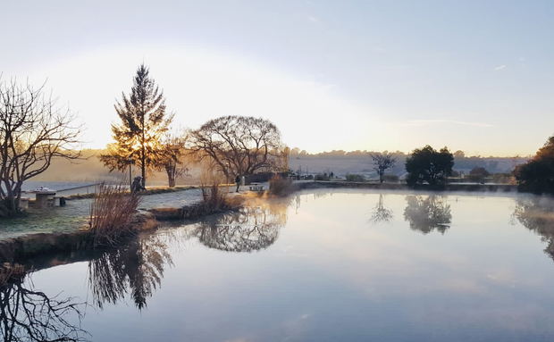 Fly fishing dam in winter at Lanseria Country Estae Fly fishing dam in winter at Lanseria Country Estae