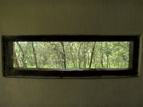 Guests should never be without a view - so even our latrines offer a glimpse of the woodland vista. 