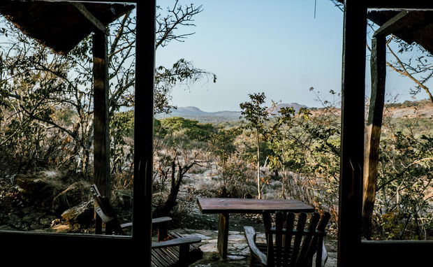 View from the outside of Kayimbi, nature views, Zambia travel. Wilderness experience