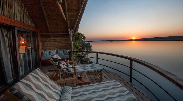 Chobe Water Villas Villa Exterior Deck Sun Lounger Sunset