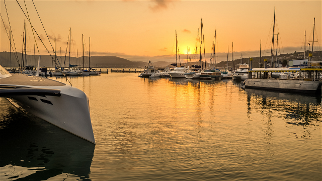 Beautiful sunset at the harbour in Knysna in the Garden Route 