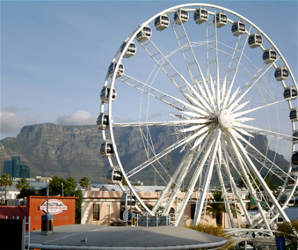 Picture of the Cape Wheel with Table Mountain found at the V&A Waterfront in Cape Town, Western Cape, South Africa
