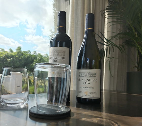 We booked guests accommodation at Vergenoegd Löw in Western Cape, Stellenbosch — we were welcomed with complementary drinks, a luxurious and elegant touch  
