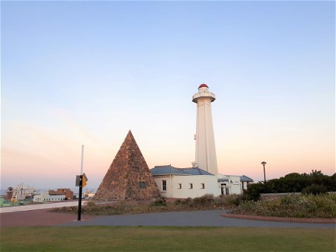 Picture taken on a Port Elizabeth City tour to the historical Donkin Reserve pyramid 1820, colourful mosaics and lighthouse erected in 1861 