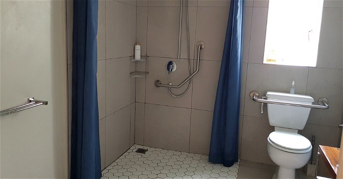 Mobility and wheelchair friendly bathroom