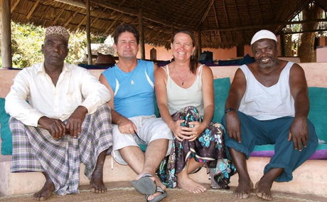 Jean and Anne de Villiers at Chole Mjini Treehouses on Chole Island on the coast of Tanzania