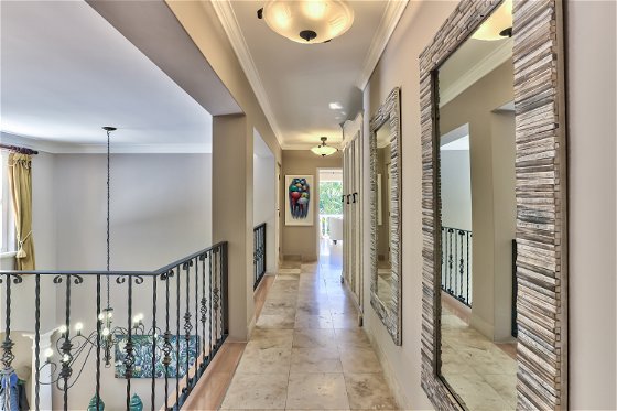 Passageway leading to private guest rooms