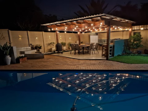 Pergola entertainment area by night