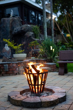 Outdoor firepit next to the pool at Bon A Vie
