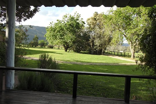 Views of the dairy farm fields with the Tsitsikamma mountains from Natures Way Farm Cottage