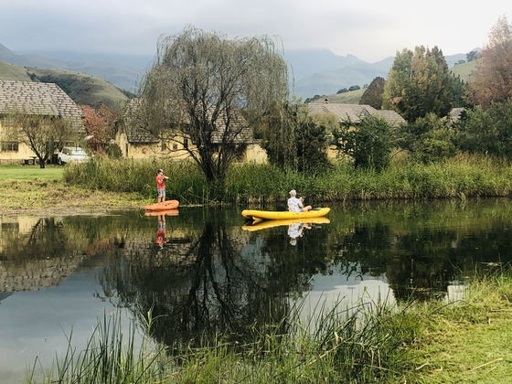 Canoeing and fishing on the Dam