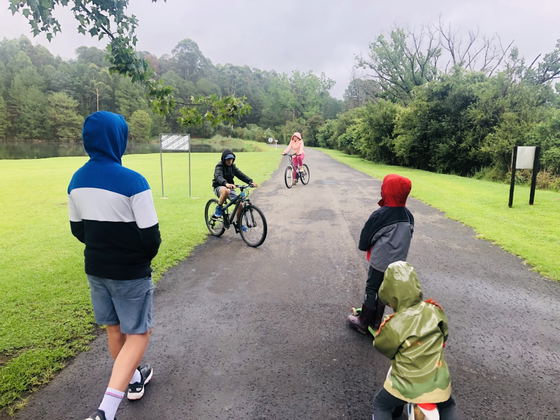 Great place to bring bikes and scooters
