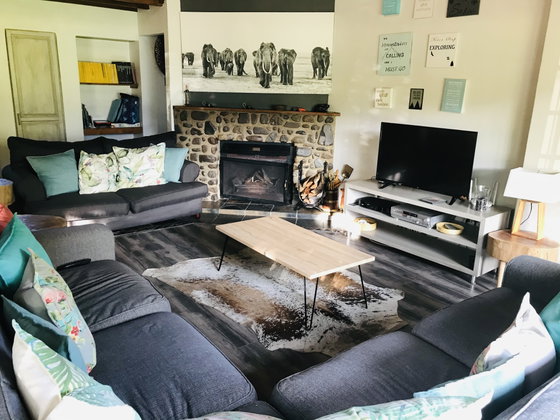 Living Area with Fireplace and TV Living Area with Fireplace and TV