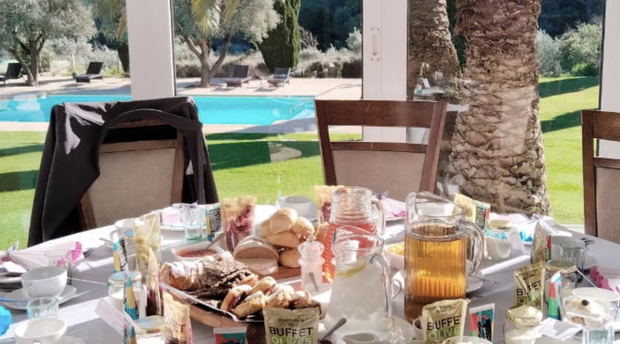 Breakfast table on a champagne day for Womens Day 2023 Breakfast table on a champagne day for Womens Day 2023