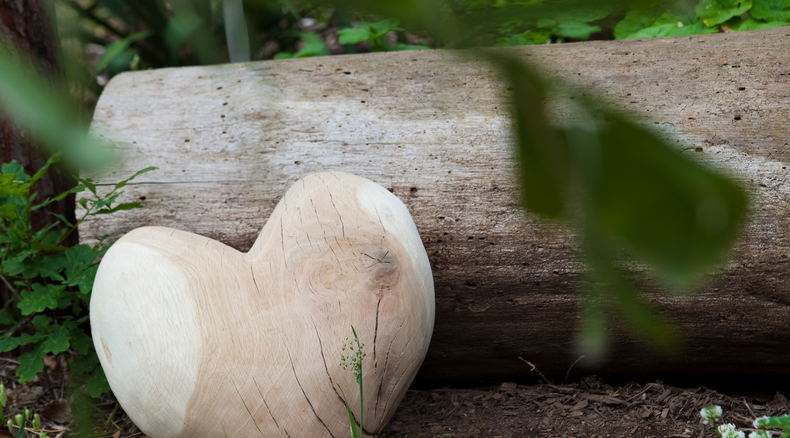 wooden heart at bench wooden heart at bench