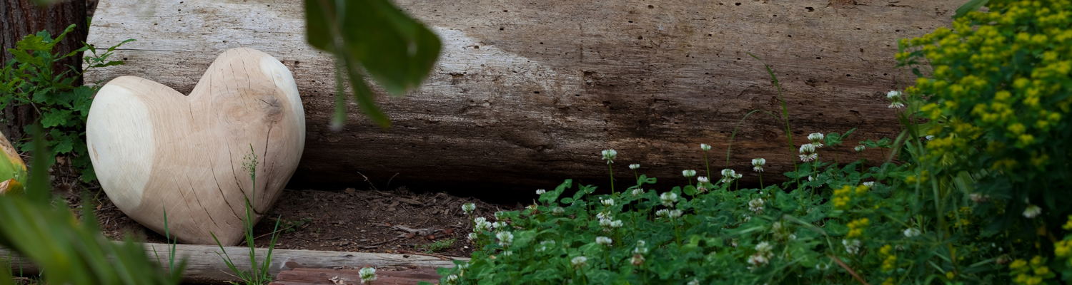 wooden heart in the secret garden
