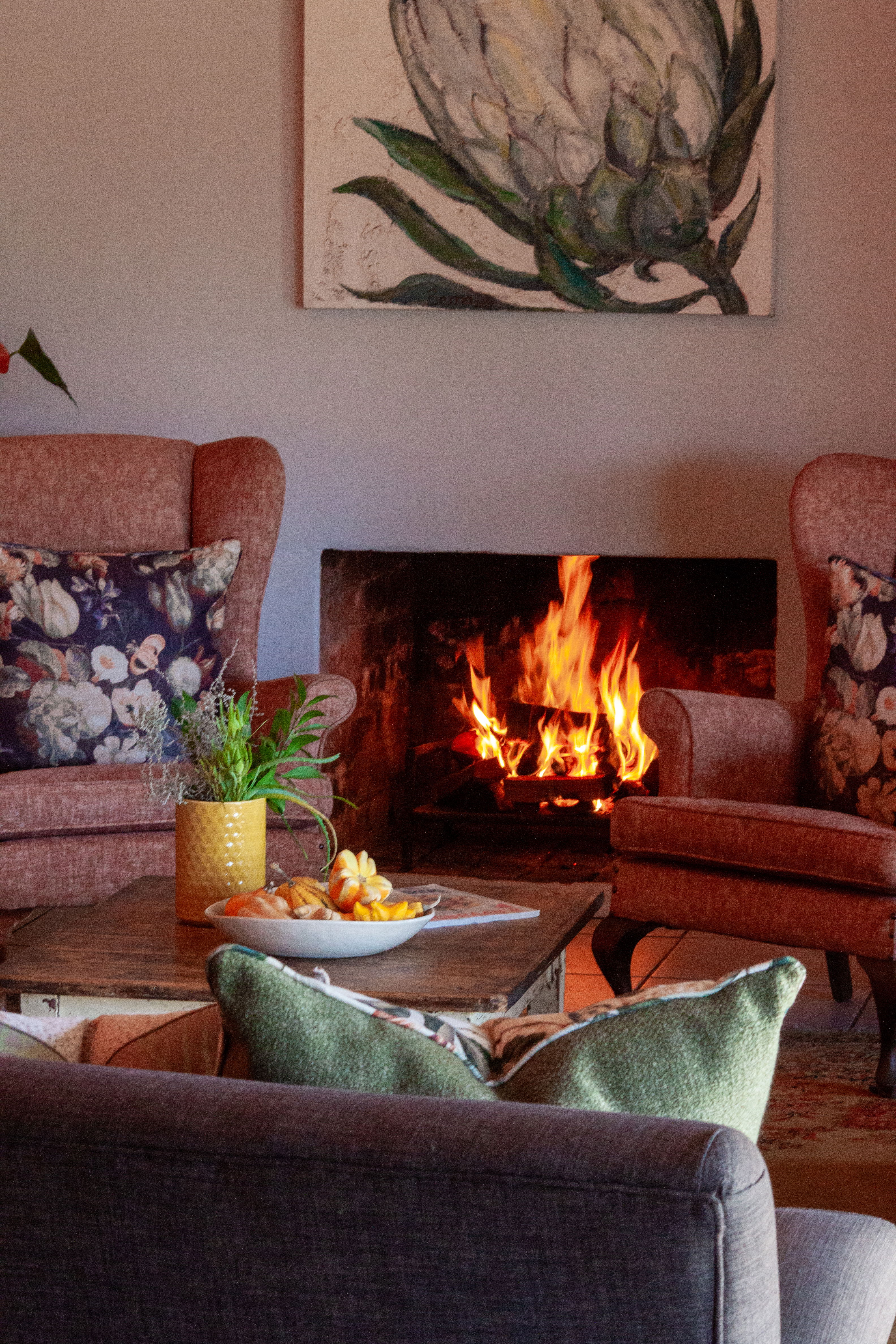 Inside fireplaces at all our accommodation