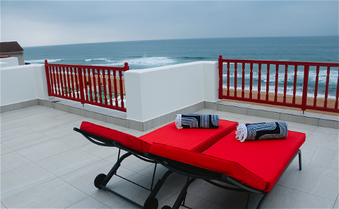 Beach front loungers sea view 