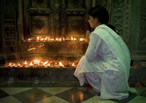 Hindu prayer candles, India