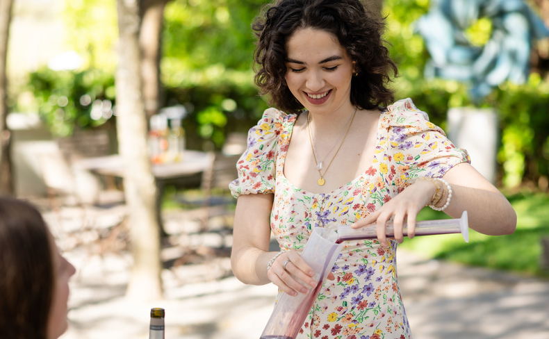 Young lady blending wine at grande provence