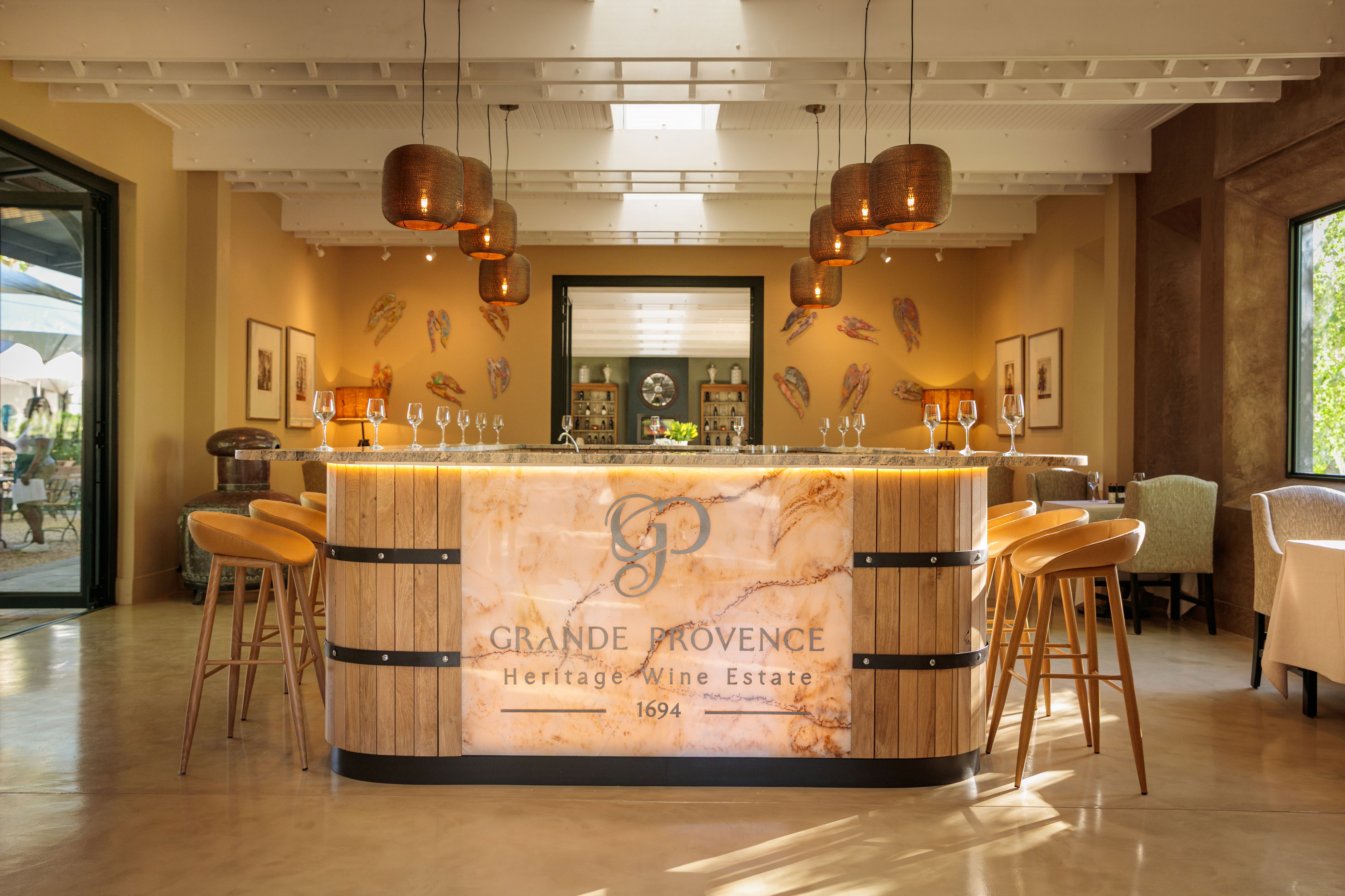 wine lounge at grande provence estate