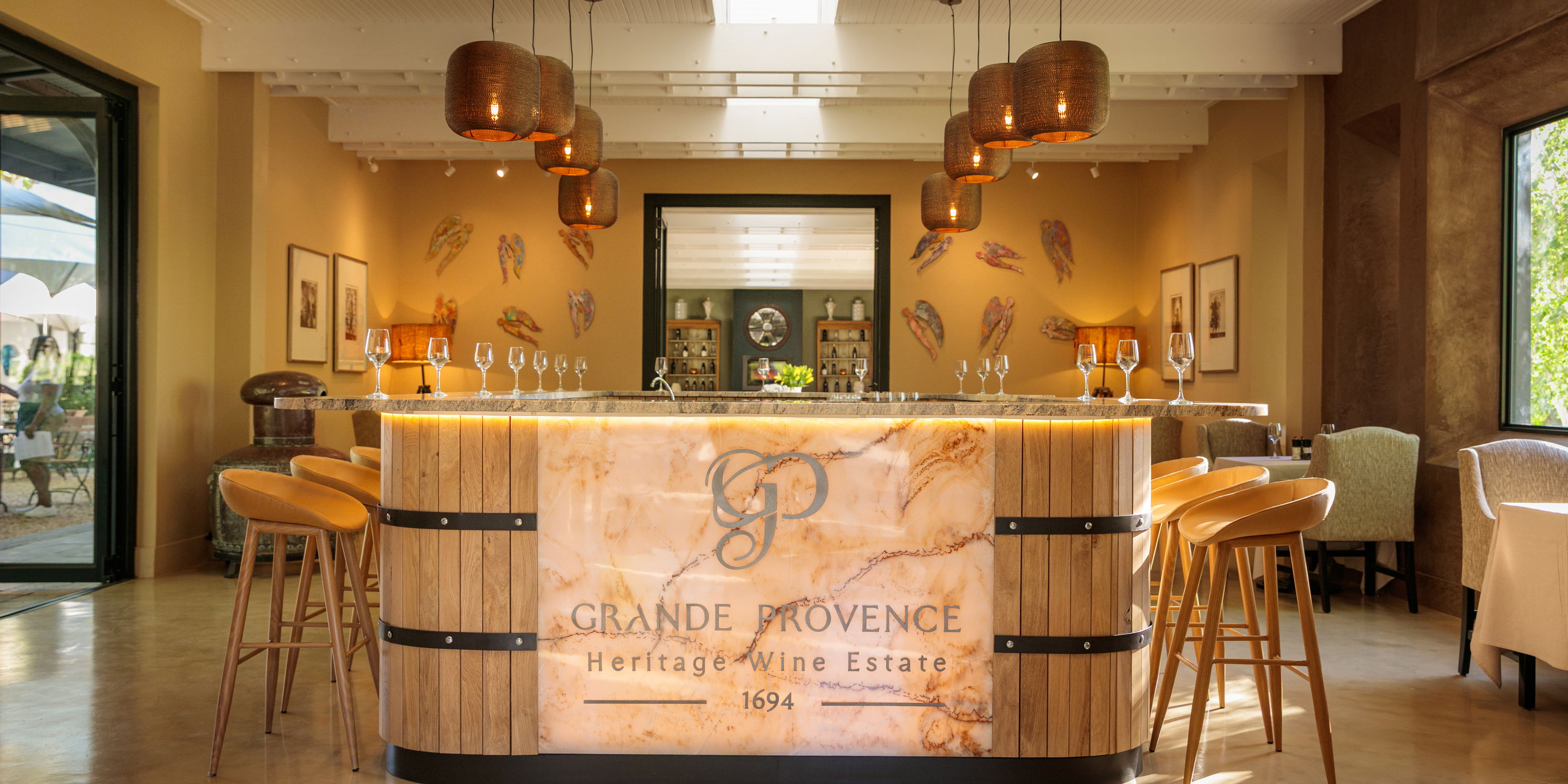 wine lounge at grande provence estate
