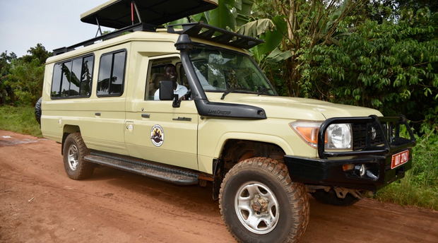 The Adventure Committee on safari in a Toyota Land Cruiser, Uganda The Adventure Committee on safari in a Toyota Land Cruiser, Uganda