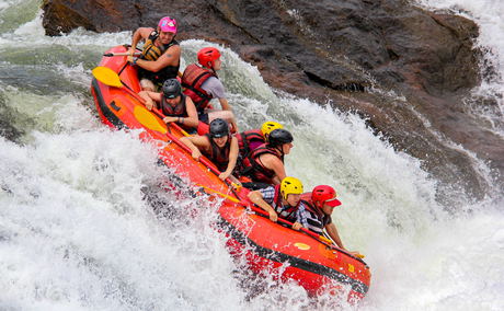 Rafting the white water rapids of the river Nile, Uganda Rafting the white water rapids of the river Nile, Uganda