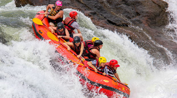 Rafting the white water rapids of the river Nile, Uganda