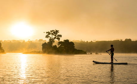 Stand up paddle SUP on Lake Victoria Jinja Uganda Stand up paddle SUP on Lake Victoria Jinja Uganda