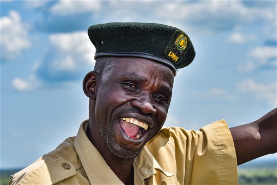 A portrait of Faustin, one the Uganda Wildlife Authority&#39;s friendly and enthusiastic guides!