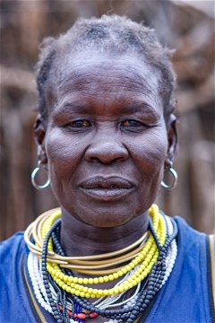 A portrait of a Karamojong woman in eastern Uganda.