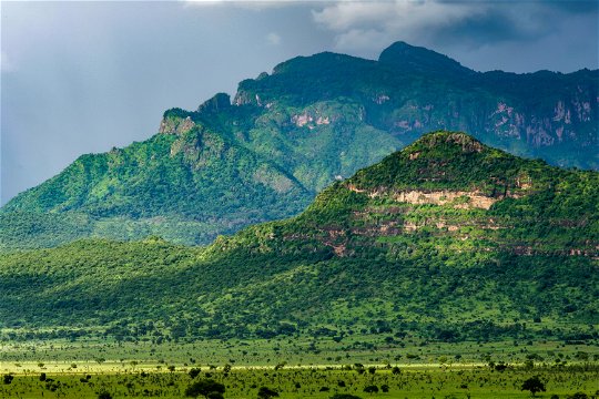 The rugged mountain landscape of Karamoja, eastern Uganda.