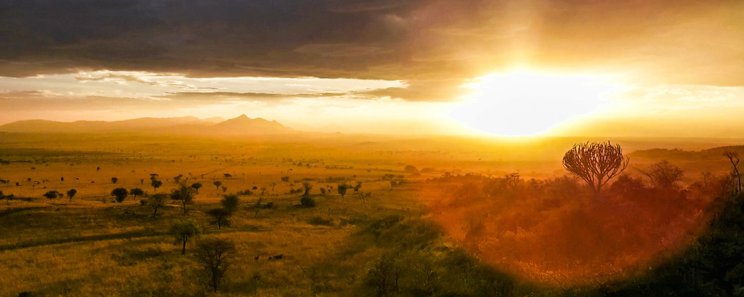 The sun lighting up the landscape in Karamoja, Uganda