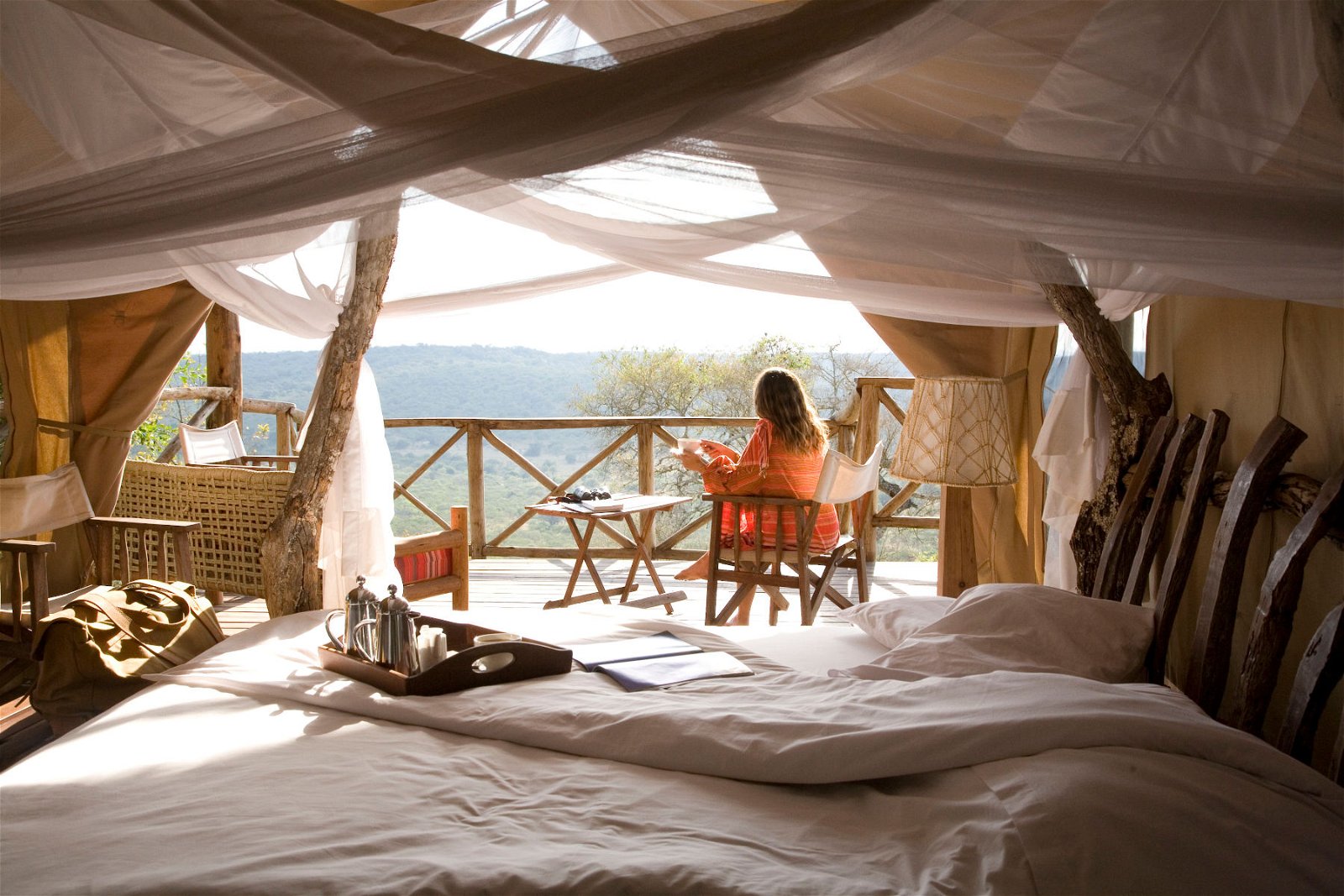 Terrace sunrise, Mihingo Lodge in Lake Mburo National Park, Uganda