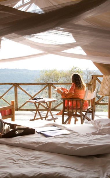Terrace sunrise, Mihingo Lodge in Lake Mburo National Park, Uganda