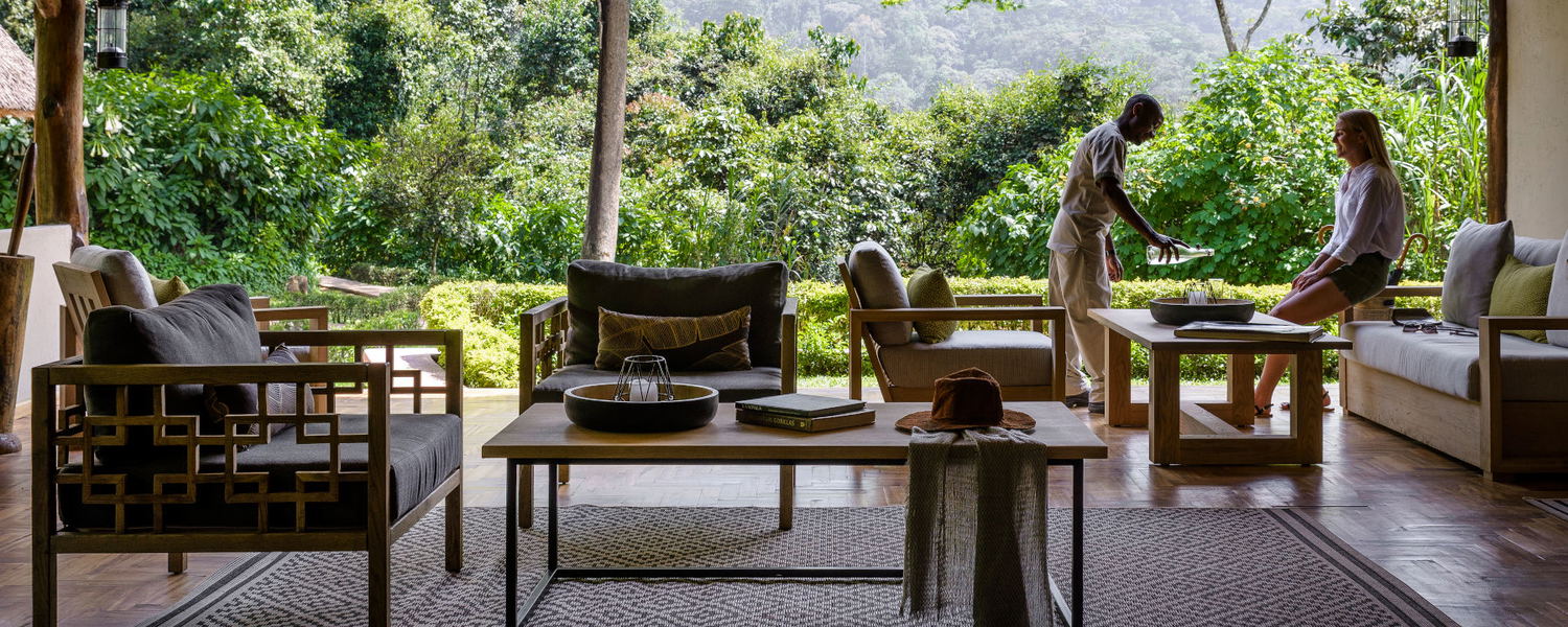 Sanctuary Gorilla Forest Camp lounge, Bwindi Impenetrable National Park, Uganda