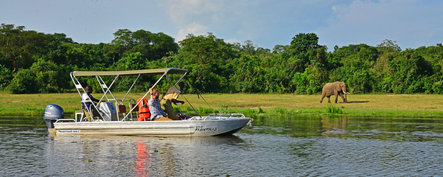 Water safari on the river Nile, Murchison Falls National Park, Uganda