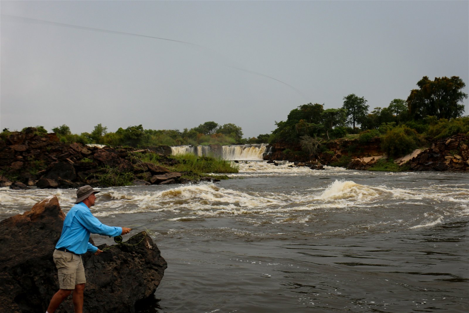 Fly Fishing for tigerfish at Sioma Falls